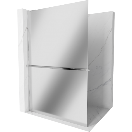 Mexen Kioto+ L Shower Wall with Walk-in Shelf 80 x 200 cm, Mirror, Chrome - 800-080-123-01-50