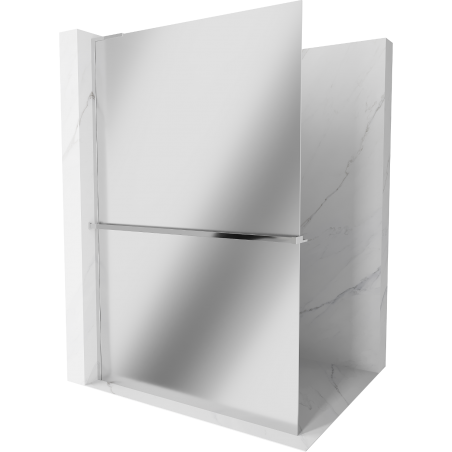 Mexen Kioto+ L Shower Wall with Shelving Walk-in 90 x 200 cm, Mirror, Chrome - 800-090-123-01-50