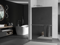 Mexen Kioto+ L shower wall with a shelf Walk-in 110 x 200 cm, mirror, chrome - 800-110-123-01-50
