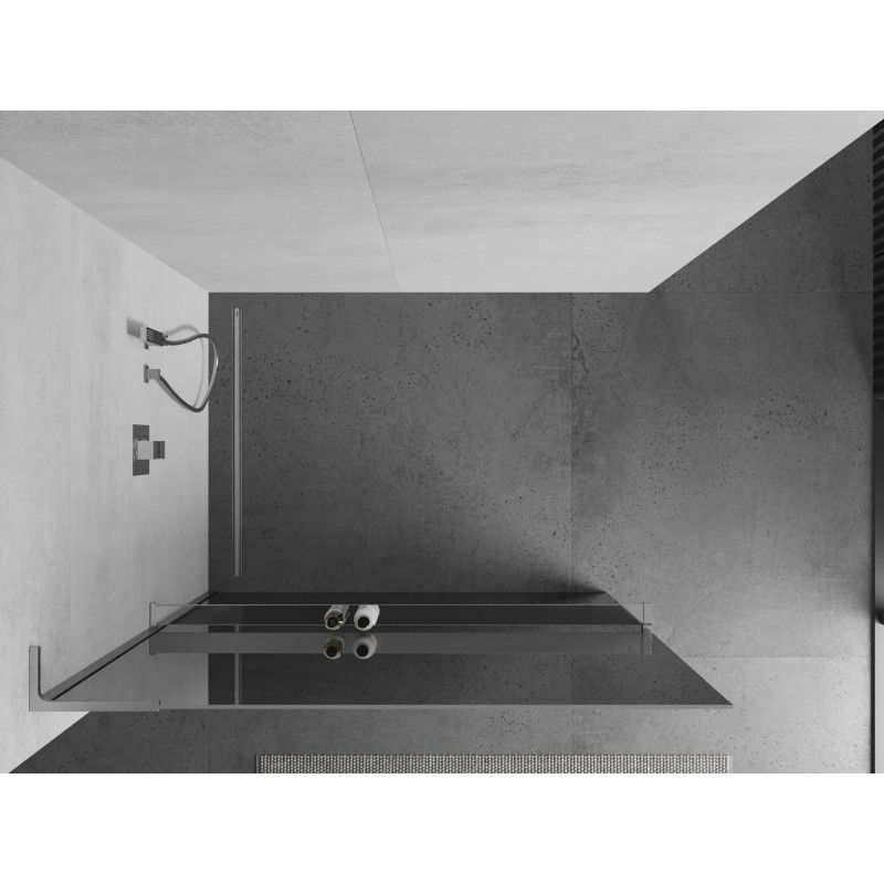 Mexen Kioto+ L shower wall with shelf Walk-in 120 x 200 cm, mirror, chrome - 800-120-123-01-50