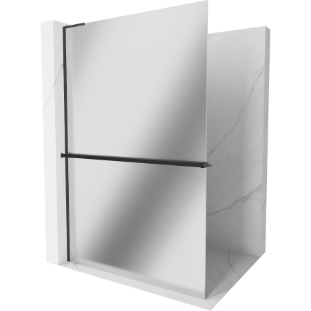 Mexen Kioto+ L shower wall with Walk-in shelf 80 x 200 cm, mirror, black - 800-080-123-70-50