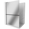 Mexen Kioto+ L Shower Wall with Shelf Walk-in 100 x 200 cm, Mirror, Black - 800-100-123-70-50