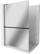 Mexen Kioto+ L Shower Wall with Walk-in Shelf 110 x 200 cm, Mirror, Black - 800-110-123-70-50