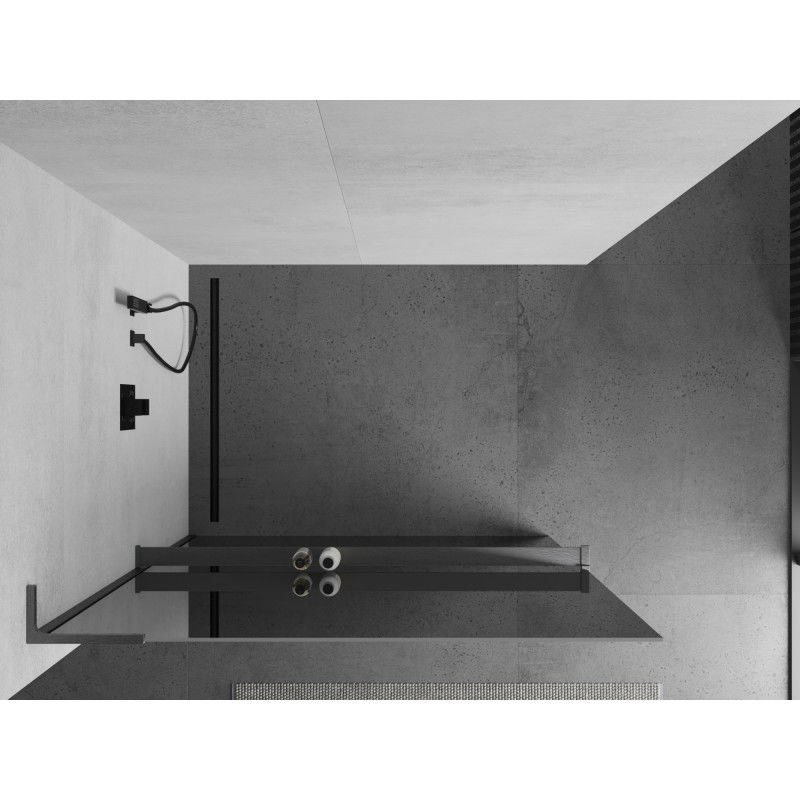 Mexen Kioto+ L Shower Wall with Shelf Walk-in 100 x 200 cm, Mirror, Gun Gray Brushed - 800-100-123-66-50