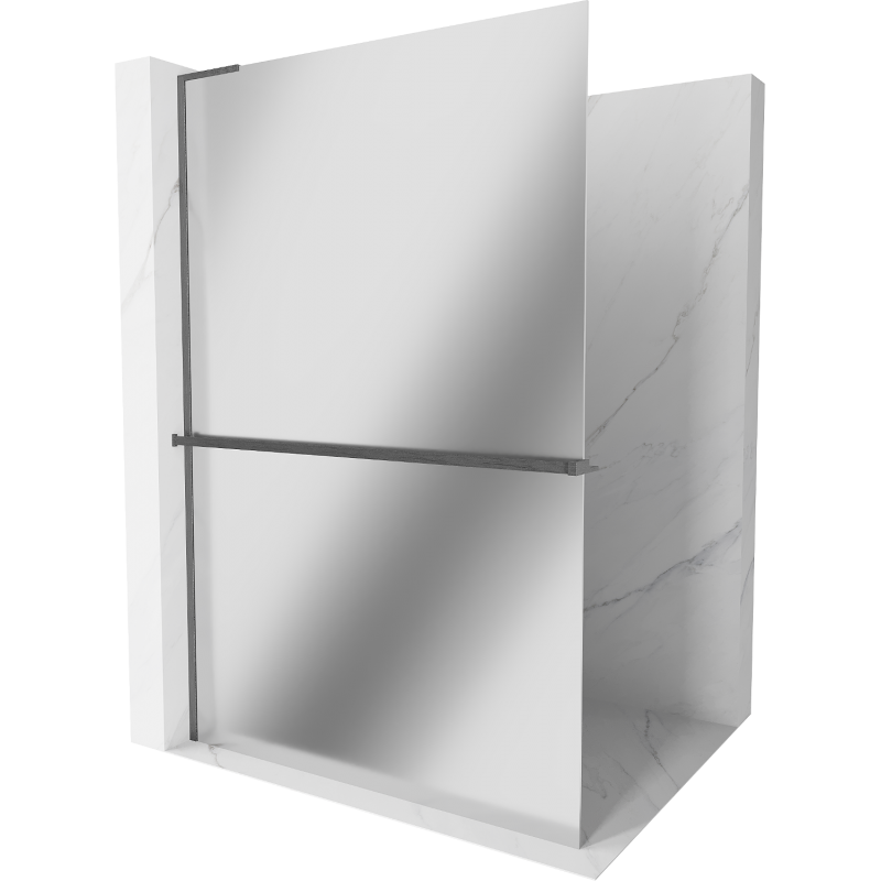 Mexen Kioto+ L shower wall with shelf Walk-in 120 x 200 cm, mirror, gun gray brushed - 800-120-123-66-50