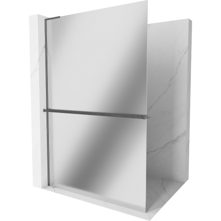 Mexen Kioto+ L shower wall with shelf Walk-in 120 x 200 cm, mirror, gun gray brushed - 800-120-123-66-50