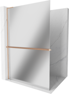 Mexen Kioto+ L Shower Panel with Walk-in Shelf 70 x 200 cm, Mirror, Brushed Copper - 800-070-123-65-50