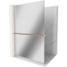 Mexen Kioto+ L shower panel with shelf Walk-in 110 x 200 cm, mirror, brushed copper - 800-110-123-65-50