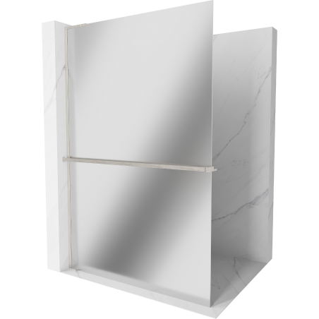 Mexen Kioto+ L Shower Wall with Walk-in Shelf 110 x 200 cm, Mirror, Brushed Nickel - 800-110-123-97-50