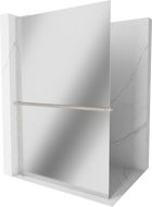 Mexen Kioto+ L Shower Wall with Shelf Walk-in 110 x 200 cm, Mirror, Brushed Nickel - 800-110-123-97-50
