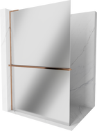 Mexen Kioto+ L Shower Wall with Shelf Walk-in 100 x 200 cm, Mirror, Rose Gold - 800-100-123-60-50