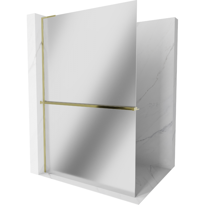 Mexen Kioto+ L shower wall with shelf Walk-in 110 x 200 cm, mirror, gold - 800-110-123-50-50