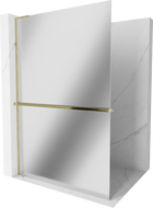 Mexen Kioto+ L Shower Wall with Walk-in Shelf 120 x 200 cm, Mirror, Gold - 800-120-123-50-50