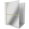 Mexen Kioto+ L Shower Wall with Shelf Walk-in 80 x 200 cm, Mirror, Brushed Gold - 800-080-123-55-50