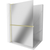 Mexen Kioto+ L Walk-in Shower Wall with Shelf 80 x 200 cm, Mirror, Brushed Gold - 800-080-123-55-50