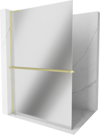 Mexen Kioto+ L Shower Wall with Shelf Walk-in 80 x 200 cm, Mirror, Brushed Gold - 800-080-123-55-50