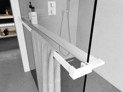 Mexen shelf for shower wall with towel rail, white - 800-02-20
