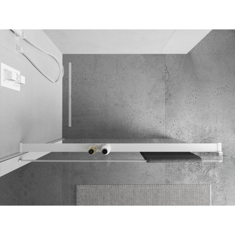 Mexen Kioto+ shower partition shelf with towel rail, white - 800-02-20