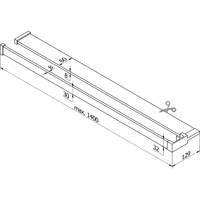 Mexen shelf for shower wall with towel rail, gun metal - 800-02-95