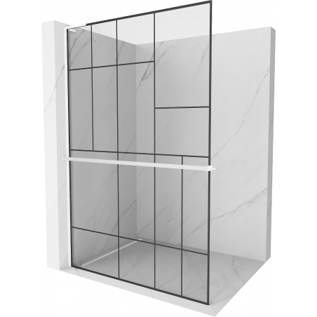 Mexen Kioto+ L shower wall with Walk-in shelf 70 x 200 cm, black pattern, white - 800-070-123-20-78