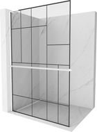Mexen Kioto+ L shower wall with Walk-in shelf 70 x 200 cm, black pattern, white - 800-070-123-20-78
