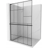Mexen Kioto+ L Walk-in Shower Wall with Shelf 70 x 200 cm, Black Pattern, Black - 800-070-123-70-78