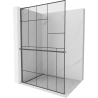 Mexen Kioto+ L shower wall with Walk-in shelf 100 x 200 cm, black pattern, gun grey brushed - 800-100-123-66-78