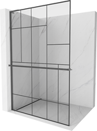 Mexen Kioto+ L shower wall with shelf Walk-in 100 x 200 cm, black pattern, gun gray brushed - 800-100-123-66-78
