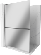 Mexen Kioto+ L shower wall with shelf Walk-in 110 x 200 cm, mirror, gun metal - 800-110-123-95-50