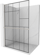 Mexen Kioto+ L Walk-in Shower Wall with Shelf 110 x 200 cm, black pattern, brushed nickel - 800-110-123-97-78