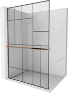 Mexen Kioto+ L shower wall with shelf Walk-in 70 x 200 cm, black pattern, rose gold - 800-070-123-60-78