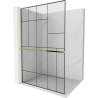 Mexen Kioto+ L Walk-in Shower Wall with Shelf 90 x 200 cm, Black Pattern, Gold - 800-090-123-50-78