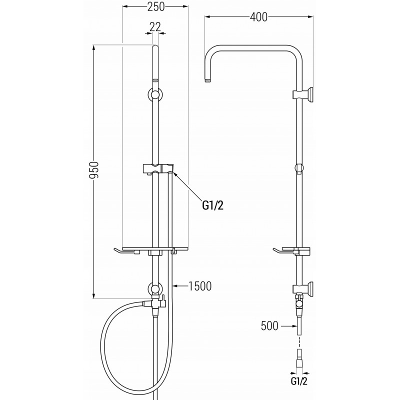 Mexen T shower column, white - 7939399-20