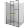 Mexen Kioto+ L Shower Wall with Shelf Walk-in 120 x 200 cm, Black Pattern, Brushed Gold - 800-120-123-55-78
