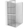 Mexen Kioto+ L shower screen with Walk-in shelf 90 x 200 cm, black grid, white - 800-090-123-20-77
