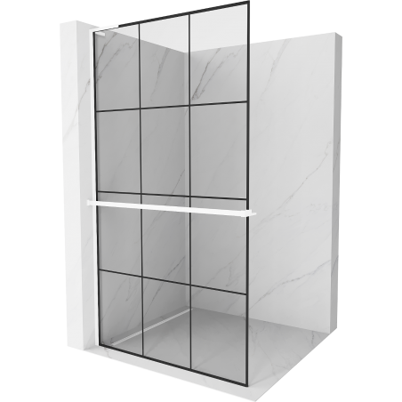 Mexen Kioto+ L Shower Wall with Walk-in Shelf 110 x 200 cm, Black Pattern, White - 800-110-123-20-77