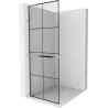 Mexen Kioto+ L shower wall with shelf Walk-in 70 x 200 cm, black grid, chrome - 800-070-123-01-77
