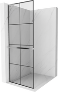 Mexen Kioto+ L shower wall with shelf Walk-in 70 x 200 cm, black grid, chrome - 800-070-123-01-77