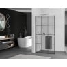 Mexen Kioto+ L shower wall with shelf Walk-in 120 x 200 cm, black grid, chrome - 800-120-123-01-77