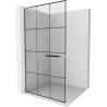 Mexen Kioto+ L shower wall with shelf Walk-in 120 x 200 cm, black grid, chrome - 800-120-123-01-77