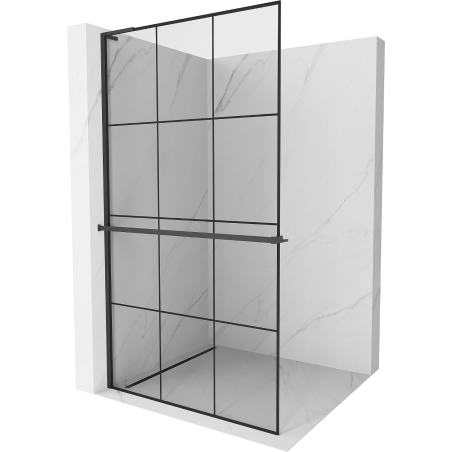 Mexen Kioto+ L shower screen with shelf Walk-in 110 x 200 cm, black pattern, black - 800-110-123-70-77