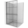 Mexen Kioto+ L Shower Wall with Shelf Walk-in 110 x 200 cm, Black Grid, Black - 800-110-123-70-77