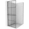 Mexen Kioto+ L Shower Wall with Shelf Walk-in 90 x 200 cm, Black Grid, Gun Gray Brushed - 800-090-123-66-77