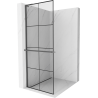 Mexen Kioto+ L shower wall with Walk-in shelf 90 x 200 cm, black grid, gun metal - 800-090-123-95-77