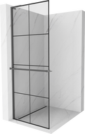 Mexen Kioto+ L shower wall with Walk-in shelf 90 x 200 cm, black grid, gun metal - 800-090-123-95-77