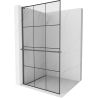 Mexen Kioto+ L shower wall with shelf Walk-in 110 x 200 cm, black grid, gun metal - 800-110-123-95-77
