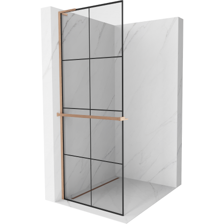 Mexen Kioto+ L Walk-in Shower Wall with Shelf 70 x 200 cm, black pattern, brushed bronze - 800-070-123-65-77