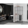Mexen Kioto+ L shower screen with shelf Walk-in 110 x 200 cm, black grid, brushed copper - 800-110-123-65-77