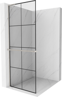 Mexen Kioto+ L shower wall with shelf Walk-in 80 x 200 cm, black grid, brushed nickel - 800-080-123-97-77
