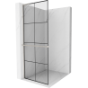 Mexen Kioto+ L Shower Wall with Walk-in Shelf 90 x 200 cm, Black Pattern, Brushed Nickel - 800-090-123-97-77